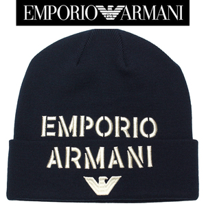 エンポリオ アルマーニ ニットキャップ 帽子 ニット帽 ネイビー EMPORIO ARMANI 627406 3F570 00035 新品