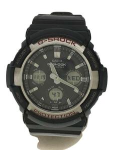 CASIO◆ソーラー腕時計・G-SHOCK/デジアナ/ラバー/BLK/BLK/SS//