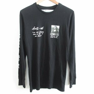 美品 OFF-WHITE オフホワイト モナリザプリント 長袖 Tシャツ カットソー サイズXS ブラック