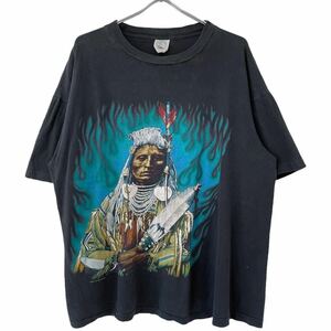 ■激レア■90s AMERICAN THUNDER インディアン フレイム Tシャツ XL アメリカンサンダー イーグル USA製 ビンテージ