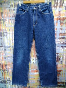 送料込★Wrangler/M1608レギュラーストレート/30表示~w実寸76/濃インディゴ軽い縦落ち/5ポケ/合皮ラベル表面剥がれ