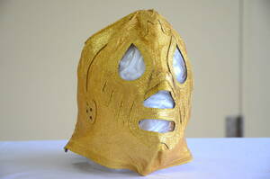 ミル・マスカラス 直筆サイン入り ロペス製 マスク プロレスマスク ゴールドラメ 希少 本物 ヴィンテージ