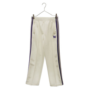 Needles ニードルス 23SS TRACK PANT POLY SMOOTH ポリスムースサイドラインストレートトラックパンツ MR286 ホワイト/パープル