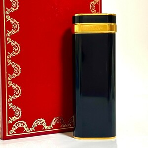 1円スタート Cartier カルティエ ライター ゴールド ブラック オーバル ガスライター 喫煙具　箱付き　付属品