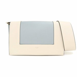 （新品・未使用品）セリーヌ CELINE フレーム ショルダーバッグ 斜め掛け カーフスキン グレージュ ストーム ブルー 180263AQO.02GT