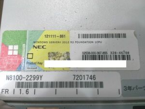 1H.NEC EXPRESS5800/T110H-S用　 プロダクトシール　WIN SERVERS 2012 　　　. FA74M