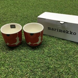 GX4432 MARIMEKKO マリメッコ UNIKKO ウニッコ 067849-001 ラテマグカップ 2個セット食器 ホワイト.レッド 未使用 保管品 コップ