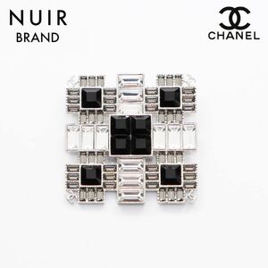 シャネル CHANEL ブローチ クリスタル スクエア G19 ブラック シルバー