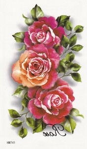 タトゥーシール バラ 薔薇 ローズ Rose 17x10cm　ハロウィン　仮装 コスプレ hm741
