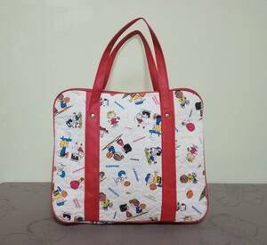 ★★ファミリア『SNOOPY』昭和レトロ《キルティングトートバッグ》レッド☆美品・長期保管品☆ ★★