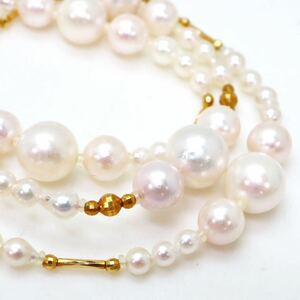 ＊K18アコヤ本真珠ネックレス＊m 約14.9g 約43.5cm 約3.0~9.0mm 大珠 あこや ベビー パール pearl necklace jewelry EA2/EA5