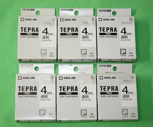 6箱セット TEPRA PRO テプラ テープカートリッジ 幅4mｍ 透明ラベル 黒文字 ST4K KING JIM 送料370円