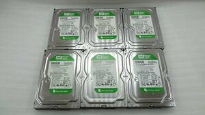 3.5型HDD WD WD5000AAVS Green 500GB SATA × 6個セット 中古動作品(w400)