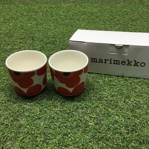 GX4246 MARIMEKKO マリメッコ UNIKKO ウニッコ 067849-001 ラテマグカップ 2個セット食器 ホワイト.レッド 未使用 保管品 コップ