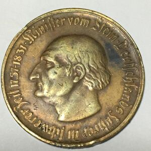 ドイツ　ノートゲルト　10000マルク　金メッキ銅貨　1923年　緊急貨幣　ヴェストファーレン　インフレ貨　レア　コイン/レーヴェコイン