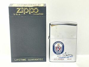 (3) ZIPPO ジッポ ジッポー オイルライター U.S.S NICHOLAS FFGー47 ケース付き シルバー系 喫煙グッズ