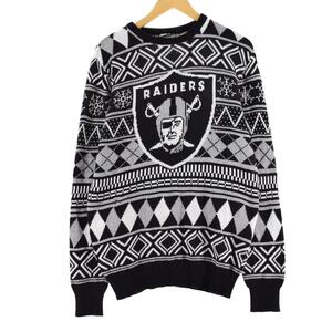 古着 NFL NFL LOS ANGELES RAIDERS ロサンゼルスレイダーズ 総柄 コットンニットセーター メンズM /eaa312690 【SS2403】