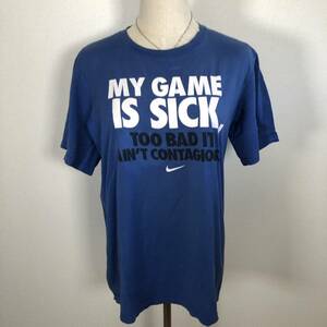 WS0040 NIKE ナイキ ユニセックス Tシャツ 半袖 限定 XL 青 ビッグロゴ コットン レア ヴィンテージ MY GAME IS SICK