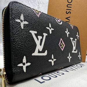 【極美品 限定品 完売品】ルイヴィトン LOUIS VUITTON ジッピーウォレット 長財布 ワイルドアットハート モノグラム レオパード レザー 