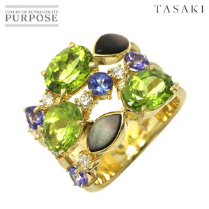 TASAKI タサキ マルチストーン 4.04ct ダイヤ 0.29ct 12号 リング K18 YG 指輪 田崎真珠 Ring 90222261