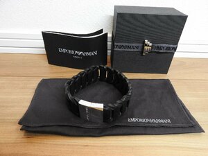 ★☆【送料無料】EMPORIO ARMANI　エンポリオアルマーニ　ブレスレット　アクセサリー　レザー　黒　ブラック　箱付☆★