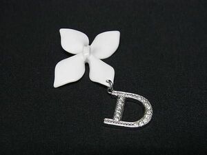 1円 ■美品■ ChristianDior クリスチャンディオール ラインストーン ネックレストップ ペンダントトップ ホワイト系×シルバー系 AX4106