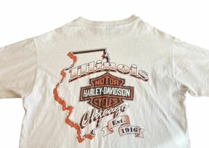 91s HARLEY-DAVIDSON Tシャツ Chicago Illinois 90s USA製 hanes ヘインズ ビンテージ ハーレー ダビッドソン ショップ シカゴ バイク