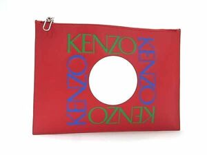 ■新品■未使用■ KENZO ケンゾー レザー クラッチバッグ セカンドバッグ メンズ レディース レッド系 FC0113