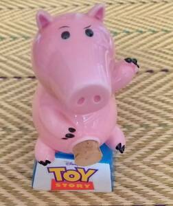 トイストーリー ディズニー ハム　陶器の貯金箱　加藤工芸　ハンドペイント　フィギュア Disney TOY STORY ブタ「ハム」の貯金箱 豚 