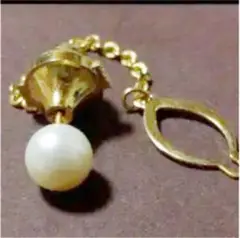 本真珠のネクタイピン　金　ゴールド部分　刻印にかけ？ K10？　K18？