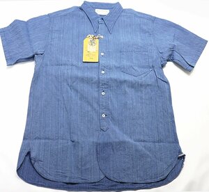 SugarCane (シュガーケーン) 6.2oz Indigo Random Work Shirt / インディゴランダム 半袖ワークシャツ sc37645 未使用品 ネイビー size XL