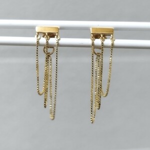 スタージュエリー starjewelry K10 ピアス　チェーン　フリンジ　タッセル バー　CHAIN PIERCED EARRING