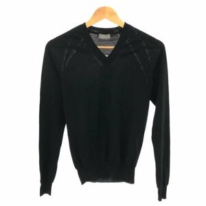 Dior HOMME ディオールオム 08AW ダメージ加工ウールVネックニットセーター ブラック サイズ:XS メンズ ITJJ277UQ2C2