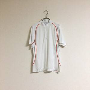 Reebok リーボック 半袖Tシャツ ハーフジップ メッシュ スポーツウエア メンズ Mサイズ ホワイト