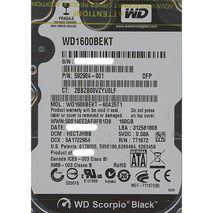 WesternDigital HDD 2.5inch WD1600BEKT 160GB 9.5mm [管理:1000012205]