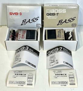 中古音響機器 ボス ベース用エフェクター2個 BOSS シンセサイザー SYB-3・イコライザー GEB-7、箱＆取説付属、動作未確認品