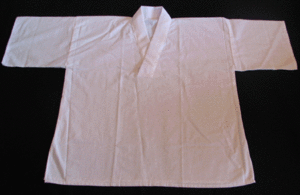 ☆Ｖネック　筒袖　白半襦袢　(綿) 　白衿　御仕事着、作務衣の下　Ｍサイズ