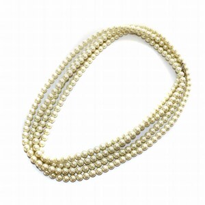 ノーブランド品 パールネックレス 真珠 4連 アクセサリー ロング 白 ホワイト ■GY11 /MQ レディース