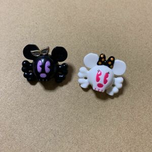 ミニチュアフィギュア　ドクロ・スカル　ミッキー&ミニー　3.2cm×2.5cm ハロウィン　ディズニーリゾート　TDR