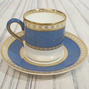 f002 H2 WEDGWOOD ウェッジウッド Ulander ユーランダー ブルー デミタス カップ＆ソーサー C＆S 金彩 1客 コーヒーカップ ティーカップ