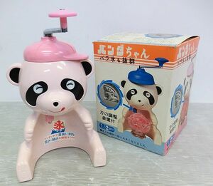 【NH039】昭和レトロ パンダちゃん かき氷機 氷削り器 冰かき ピンク 手動式 1984年製　ジャンク