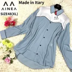 新品タグ付【アイネア】シャツ/ブラウス　長袖　イタリア製　SIZE48(XL)