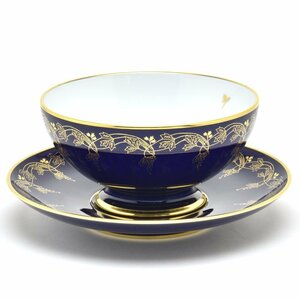 セーブル ミルク碗皿 エミスフェリキ セーブルブルー 金彩装飾(No.69) ファットブルー カップ＆ソーサー 洋食器 フランス製 新品 Sevres