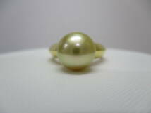 未使用　天然南洋ゴールデンパールリング　無調色　ナチュラル　10mm　SV925　13号　pearl　jewelry南洋白蝶真珠 指輪