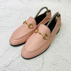 【激レア】GUCCI ブリクストン レザー ホースビットローファー ピンク 36 グッチ 23cm