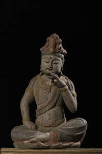 ▽鴻▽ 木材細密彫 自在觀音像 置物 古賞物 中国古玩 中国古美術