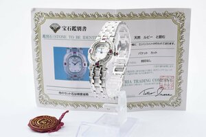美品 石付き バレンチノロレンタ ルビー スクエア VR-110 クォーツ レディース 腕時計 VALENTINO ROLENTA