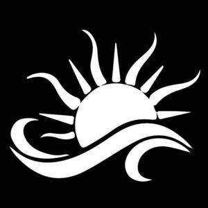 特大 白 ホワイト/ 波 ステッカー/サーフ 太陽 朝日 サーフィン ハワイ ハワイアン バリ アメリカ アメリカン ルート 海 マリン 車 バイク