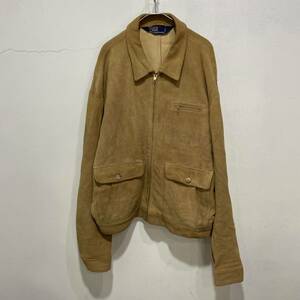 送料無料☆90s☆RalphLauren☆スエードスポーツジャケット☆ベージュ☆XL☆