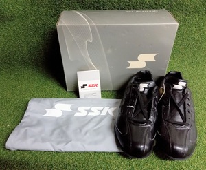 ▽ SSK スパイク 25.5cm / エスエスケイ スーパーナインSG1 ANL0110 ブラック 革底 シューズ 野球スパイク スパイクシューズ 野球